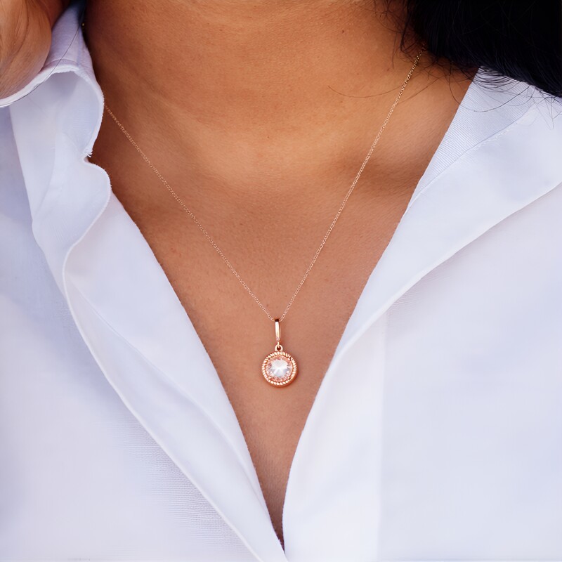 Pendentif en argent et Morganite du Brésil