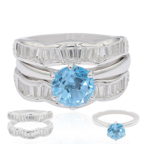 Anello in argento con Topazio Blu Svizzero