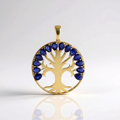 Ciondolo in argento con Zaffiro Blu del Madagascar