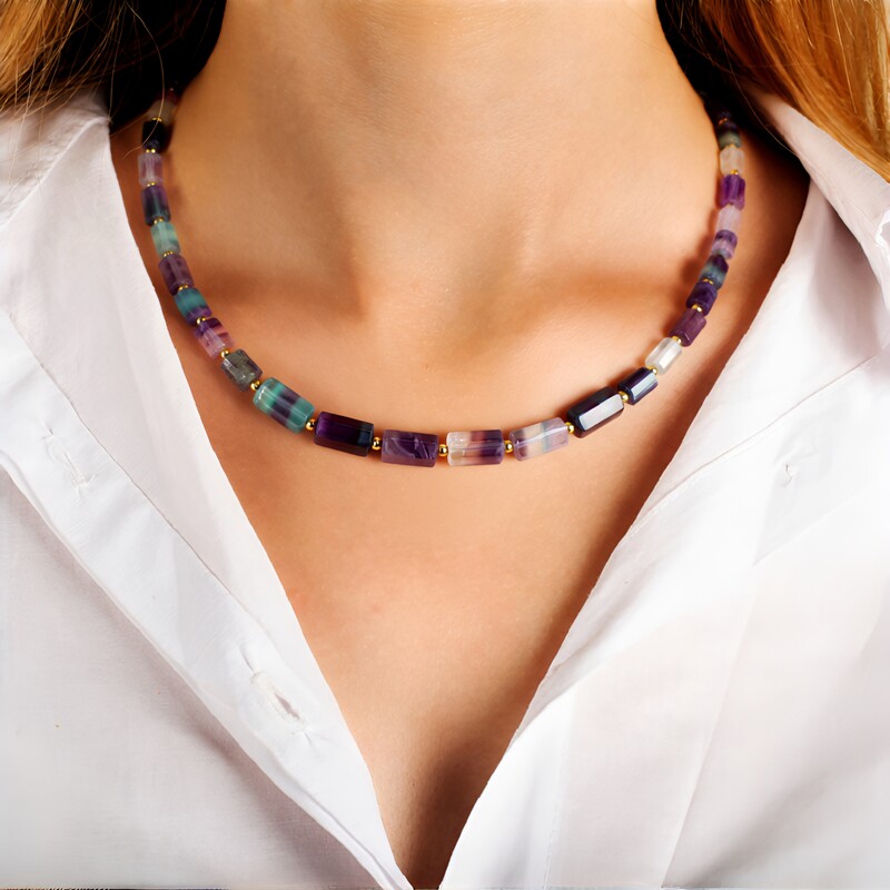 Collana in argento con Fluorite Bicolore