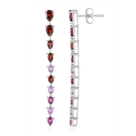 Zilveren oorbellen met Mozambique granaten