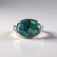 Anillo en plata con Turquesa azul cuprífera (Faszination Türkis)