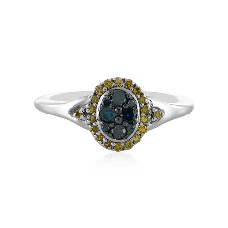 Anello in argento con Diamante Blu I1