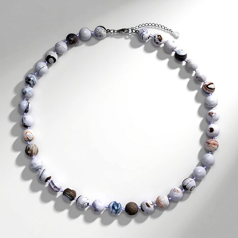 Collana in argento con Agata porcellana bianca