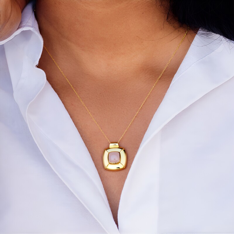 Rosenquarz-Silberanhänger (MONOSONO COLLECTION)