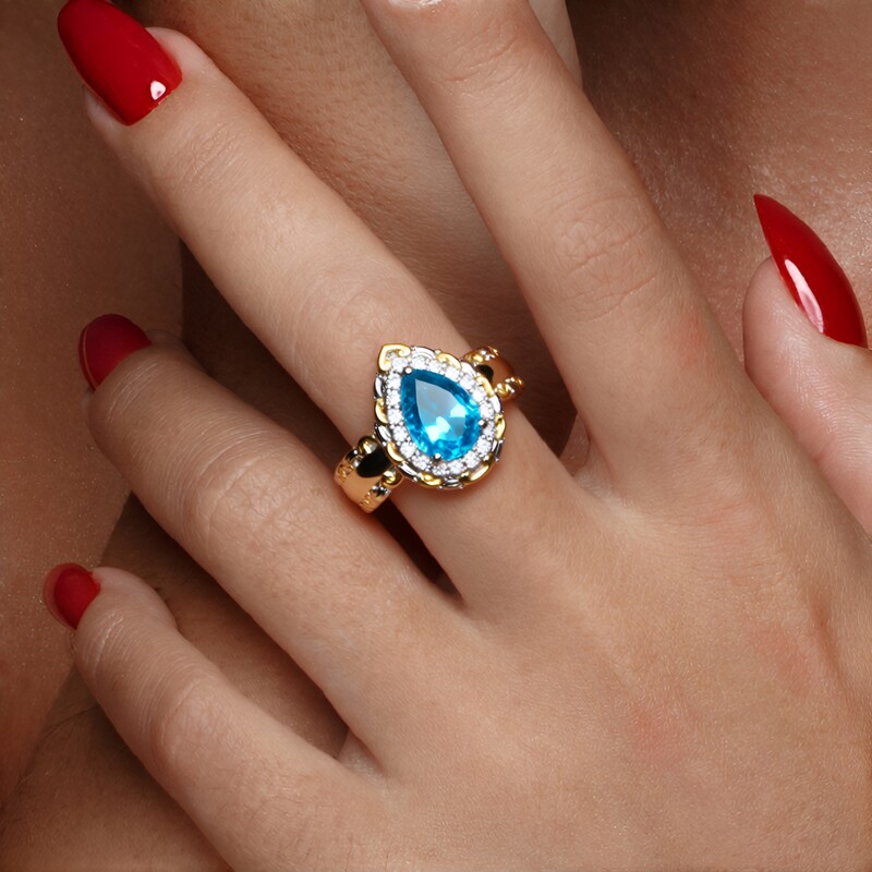 Zilveren ring met een Paraiba-blauwe topaas (Gems en Vogue)