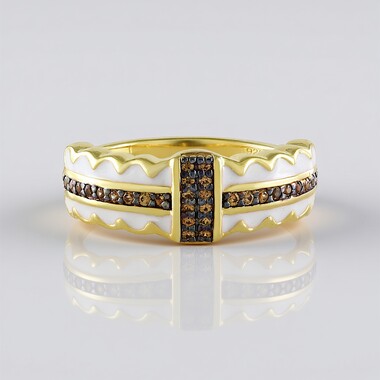 Bague en argent et Zircon champagne