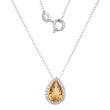Zilveren halsketting met een citrien