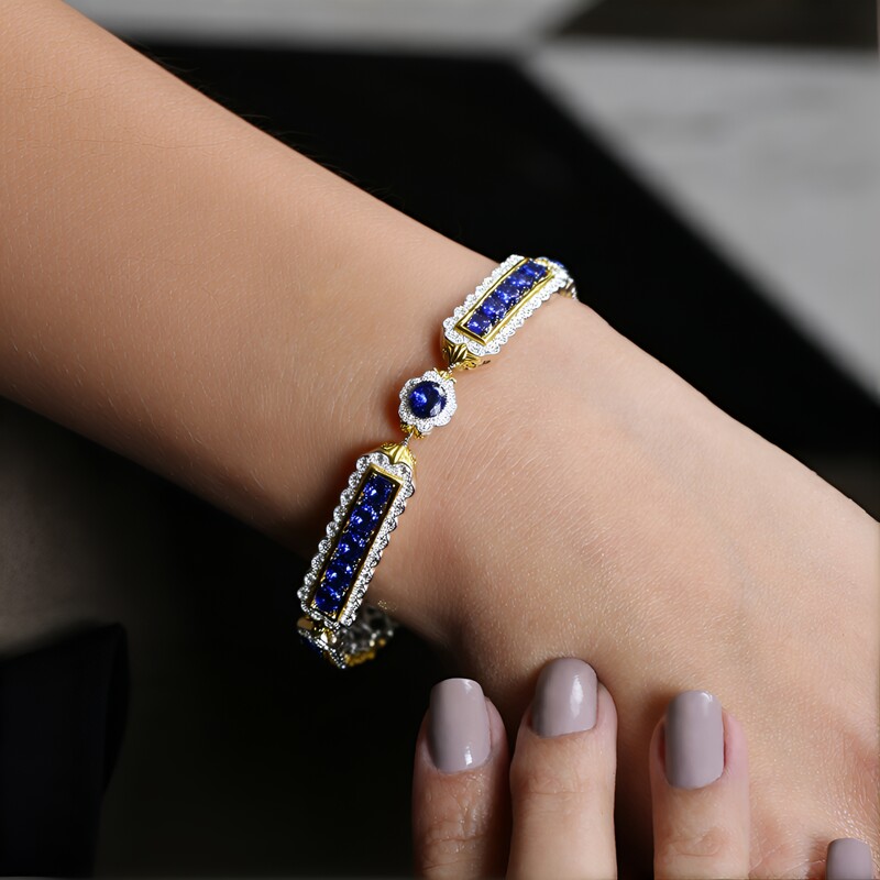 Tansanit-Silberarmband (Gems en Vogue)