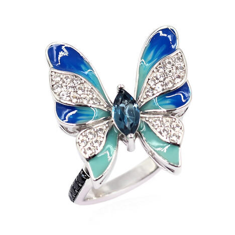 Anello in argento con Topazio Blu Londra (Dallas Prince Designs)