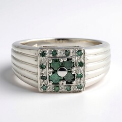 Anello da uomo placcato in platino con Diamante Fancy