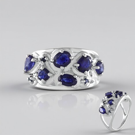 Anello in argento con Zaffiro Blu del Madagascar