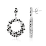 Zilveren oorbellen met zwarte spinelstenen