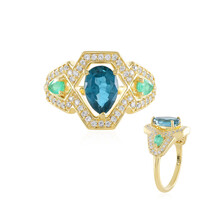 Anillo en plata con Cianita petróleo