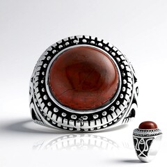 Anello in argento con Diaspro Rosso  (Jones Lee)