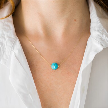 Collar en acero inoxidable con Ópalo azul de Atacama