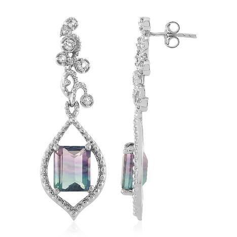 Pendientes en plata con Fluorita multicolor