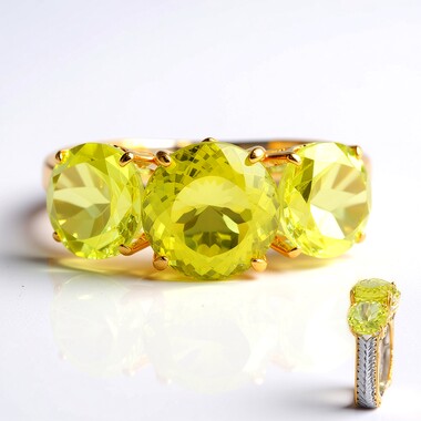 Pierścionek ze srebra - Kwarc Ouro Verde (Gems en Vogue)