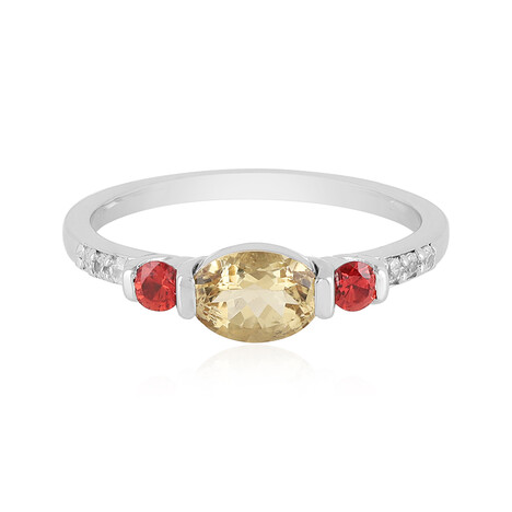 Zilveren ring met een gele beril