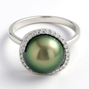 Bague en or et Perle de culture de Tahiti (M de Luca)