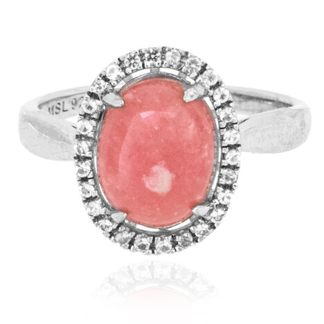 Zilveren ring met een rhodochrosiet