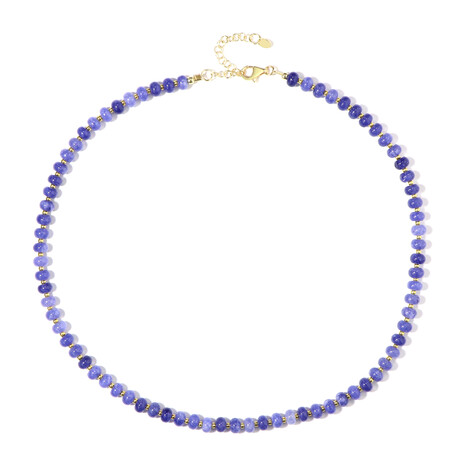 Zilveren halsketting met Blauwe kwartskristallen (Riya)