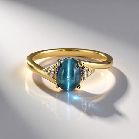 Anello in oro con Indicolite Occhio di Gatto (AMAYANI)