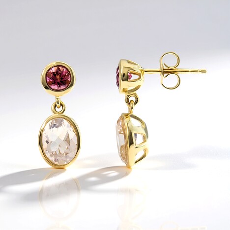 Orecchini in oro con Quarzo Rosa (CUSTODANA)