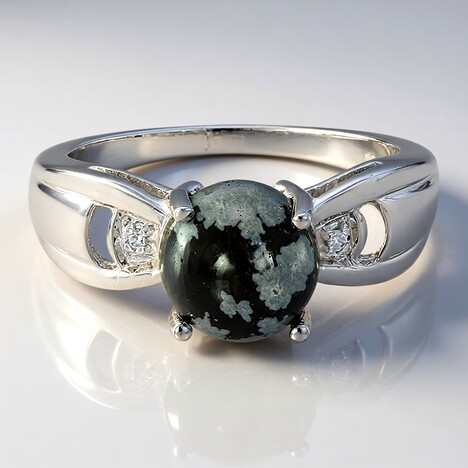 Anello in argento con Ossidiana Fiocco di Neve