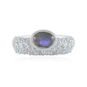 Zilveren ring met een Blauwe Minary Labradoriet (KM by Juwelo)