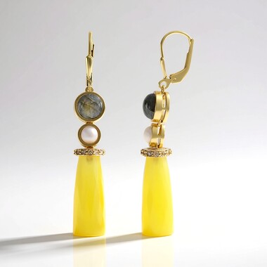 Yellow Chalcedony Silver Earrings (KM by Juwelo)