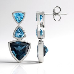 Boucles d'oreilles en argent et Topaze bleu de Londres (de Melo Essence)