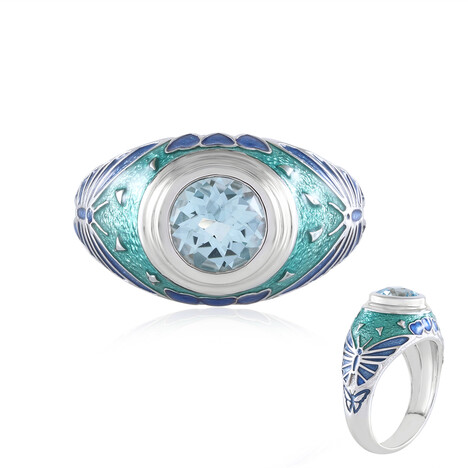 Himmelblauer Topas-Silberring (Adela Silber)