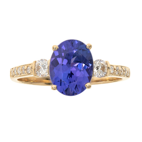 Gouden ring met een AAA tanzaniet (CIRARI)