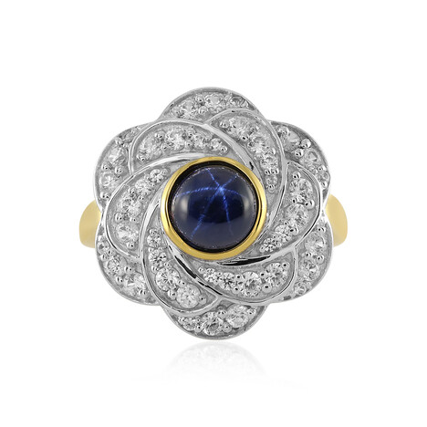 Anillo en plata con Zafiro estrella azul