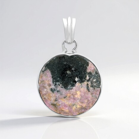 Ciondolo in argento con Rodonite Sulavesi (Bali Barong)
