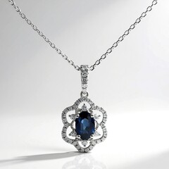 Collana in oro con Zaffiro Ceylon Blu