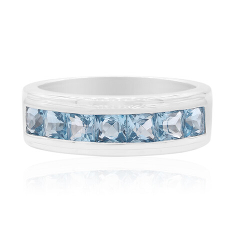 Anello in argento con Topazio Blu Svizzero