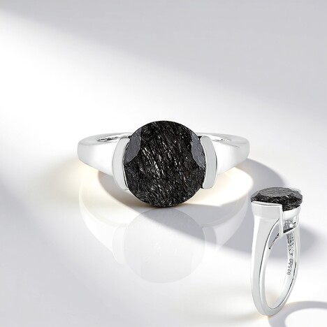 Anello in argento con Quarzo Rutilato Nero