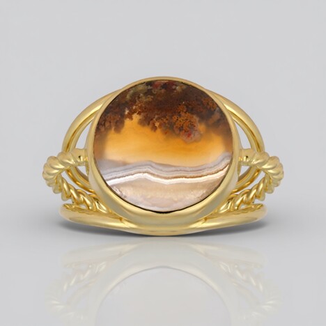 Anello in argento con Agata Muschiata (Bali Barong)