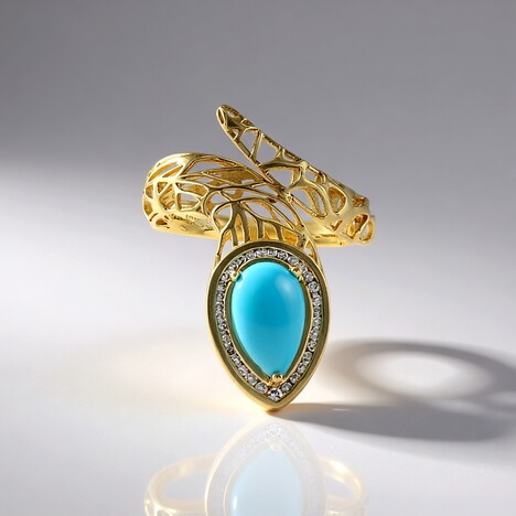 Anello in oro con Turchese Sleeping Beauty (Ornaments by de Melo)