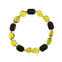 Brazalete en plata con Ámbar colombiano verde