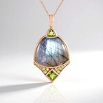 Collana in argento con Labradorite Verde Maniry (KM by Juwelo)