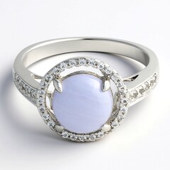 Anello in argento con Calcedonio Blu