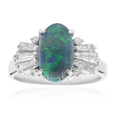 Bague en platine et Opale noire de Lightning Ridge (CIRARI)