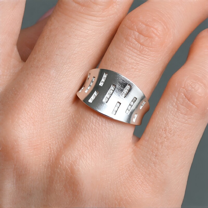 Zilveren ring met I2 (I) Diamanten (de Melo Essence)