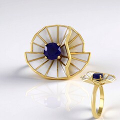 Anillo en plata con Zafiro azul de Madagascar (Adela Silber)