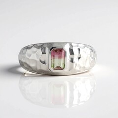Bague en argent et Tourmaline Melon d'Eau