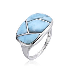 Anillo en plata con Larimar