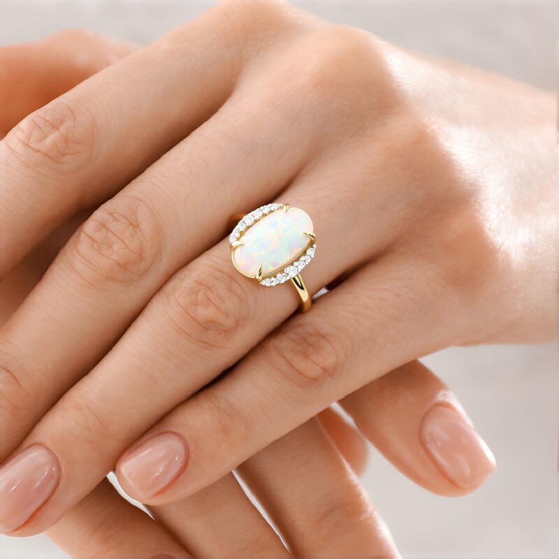 9K Brazilian White Opal Gold Ring